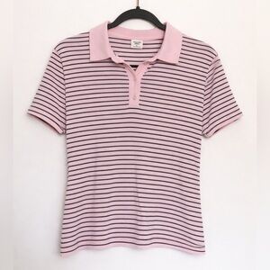Abercrombie & Fitch Pink Striped Cropped Polo Shirt - XL